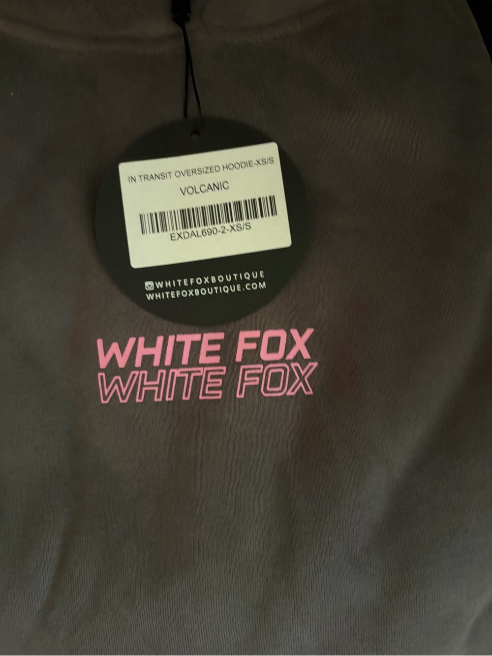 White Fox Boutique Volcanic Hoodie with Pink Logo